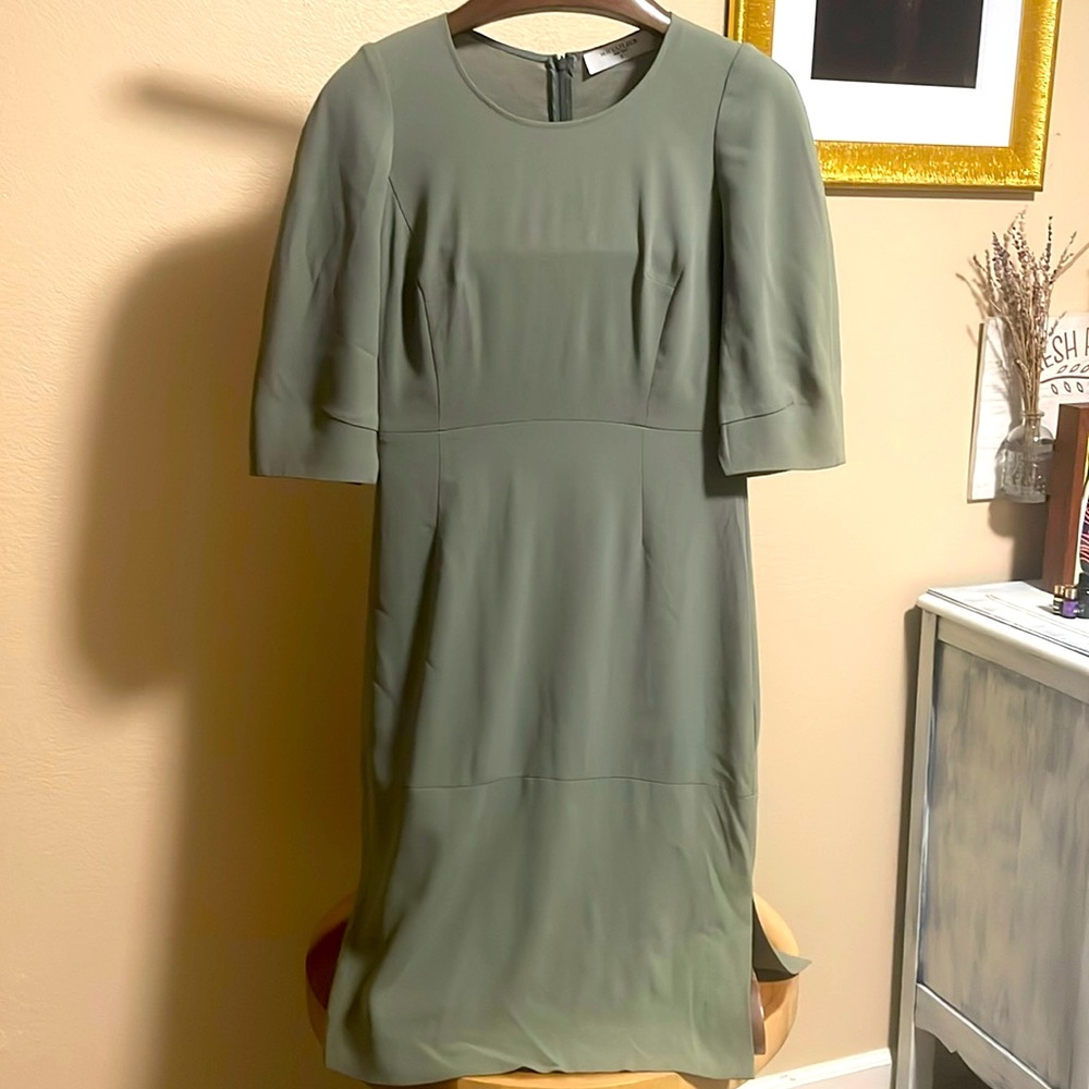 MM Lafleur sage green midi dress with side slits
